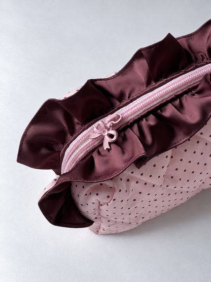 Makeup Pouch - Blush Ruffle  - Custom Name