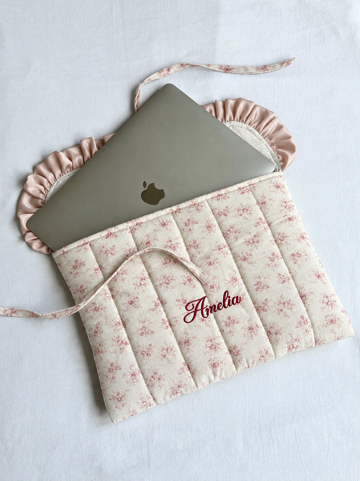 Laptop Sleeve - Poetic Bloom Ruffle - Custom Name