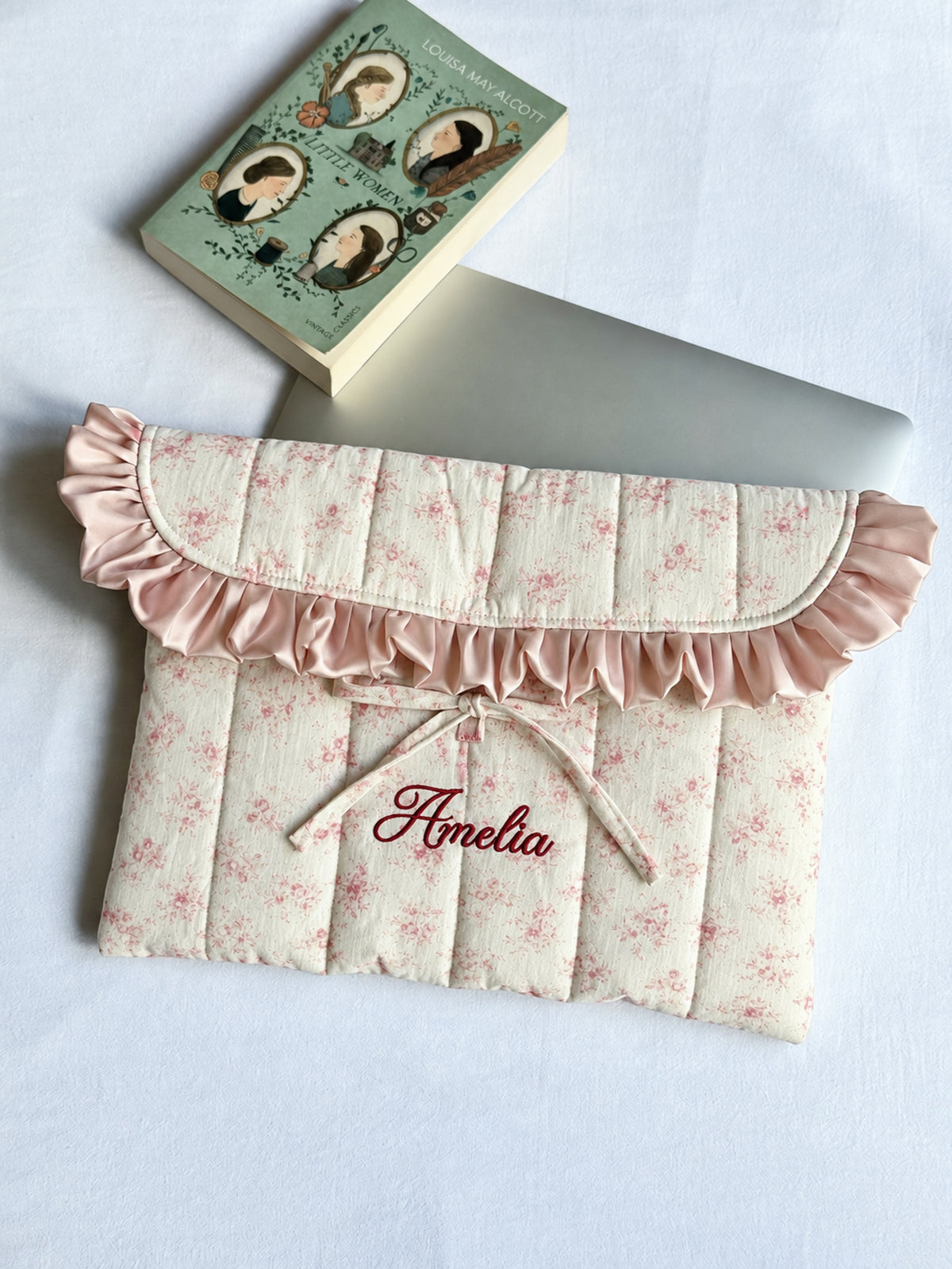 Laptop Sleeve - Poetic Bloom Ruffle - Custom Name