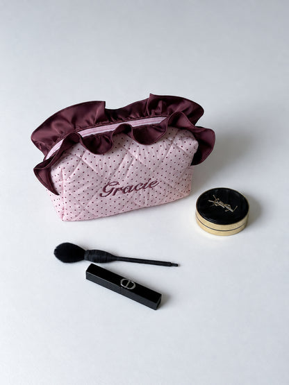Makeup Pouch - Blush Ruffle  - Custom Name