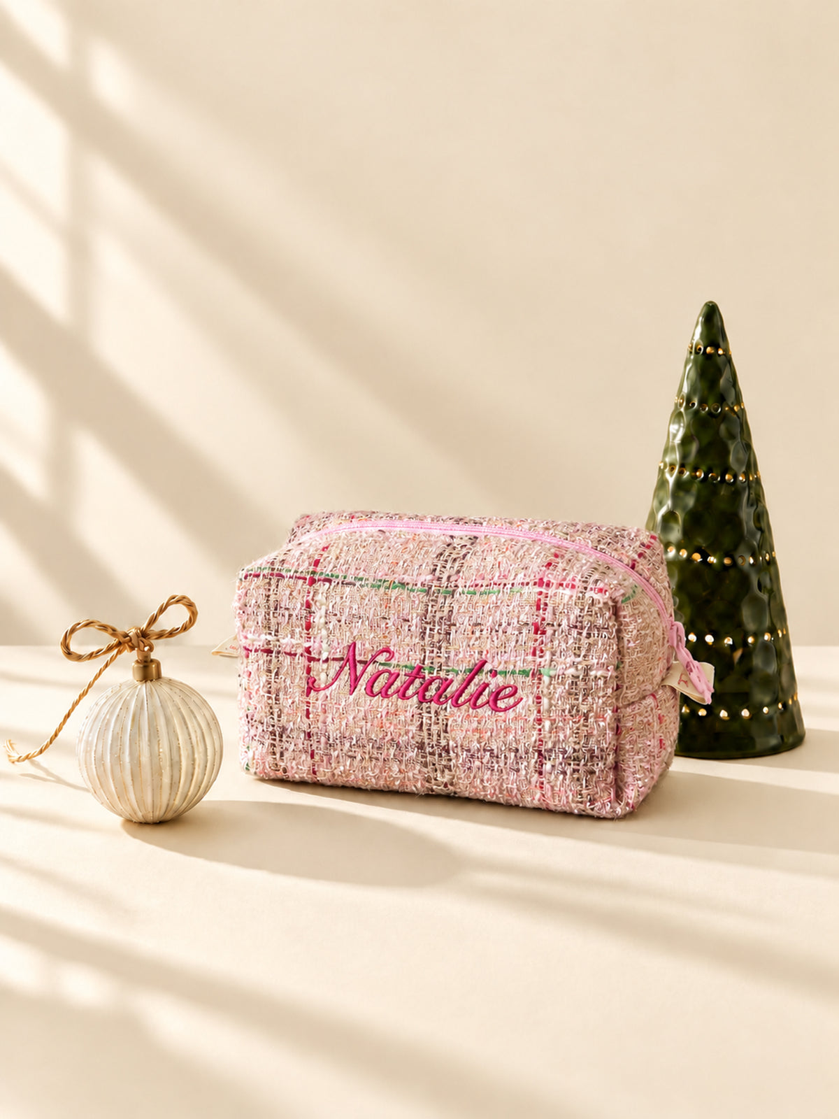 Makeup Pouch - Blush Mosaic - Custom Name