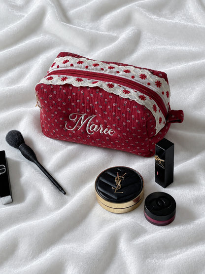 Makeup Pouch - Vintage Berry - Custom Name