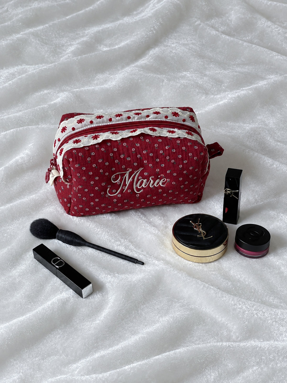 Makeup Pouch - Vintage Berry - Custom Name