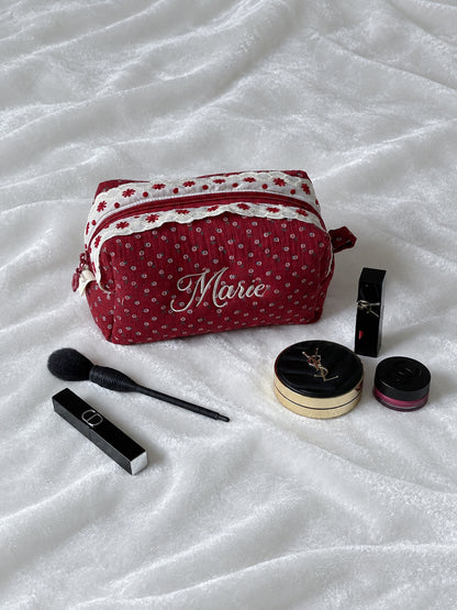 Makeup Pouch - Vintage Berry - Custom Name