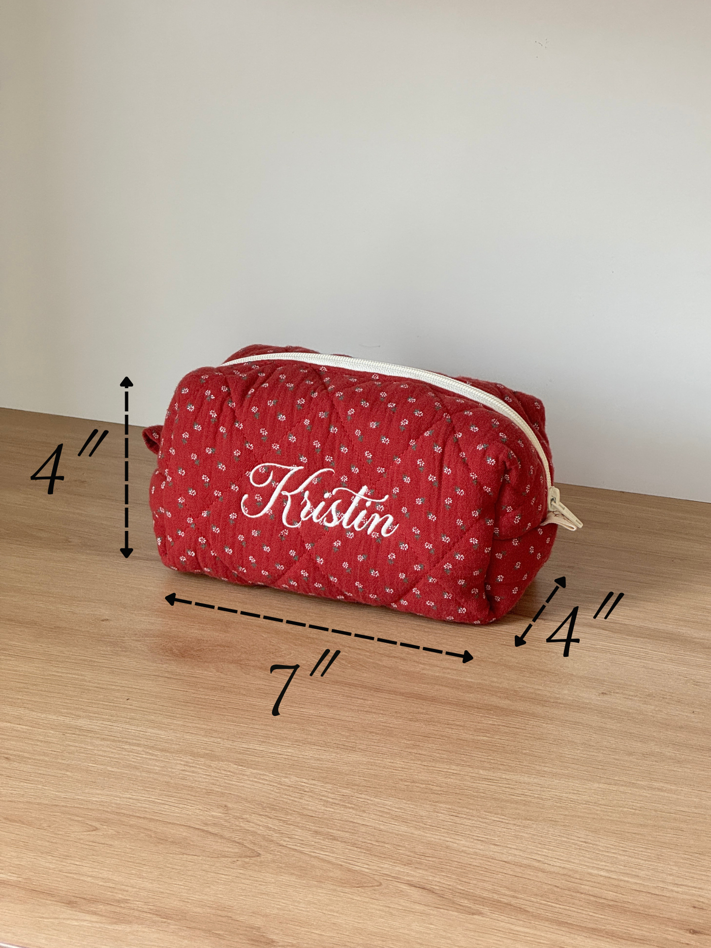 Makeup Pouch - Red Clover - Custom Name