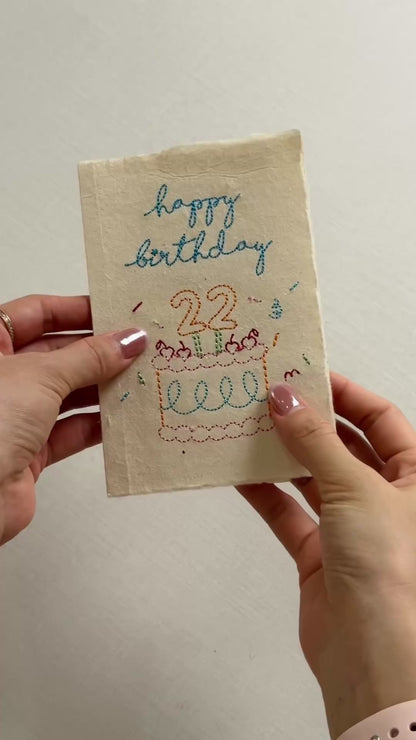 Embroidered Card - Happy Birthday