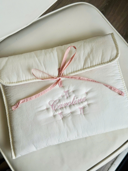 Personalized Laptop Sleeve with Embroidered Name & Bow  - 13 inches